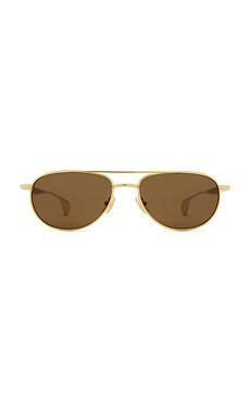 Bottega Veneta Fin Sunglasses in Gold & Brown from Revolve.com | Revolve Clothing (Global)