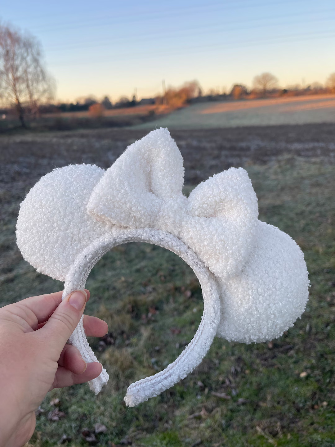 White Sherpa Fleece Minnie Mouse Ears, Minnie Ears Headband, Disney Inspired Ears, Magic Kingdom,... | Etsy (US)