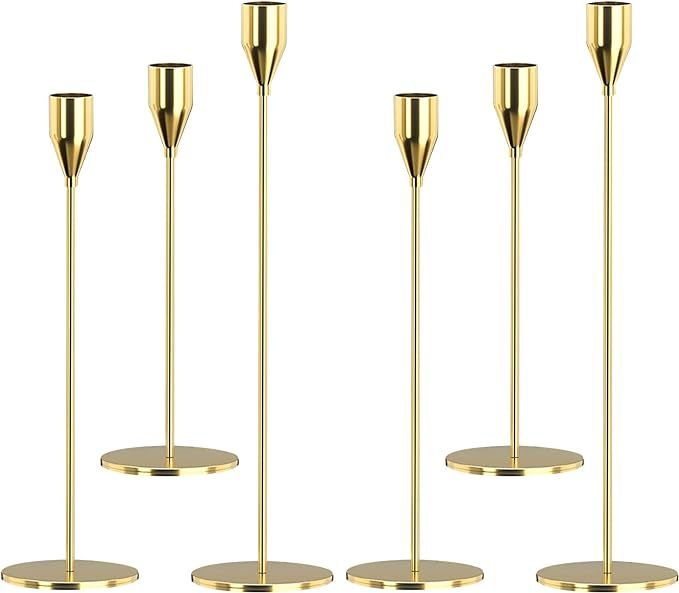 THE BEST ORGANIZED Set of 6 Gold Candlestick Holders Gold Candle Holder Taper Candle Holders Cand... | Amazon (US)