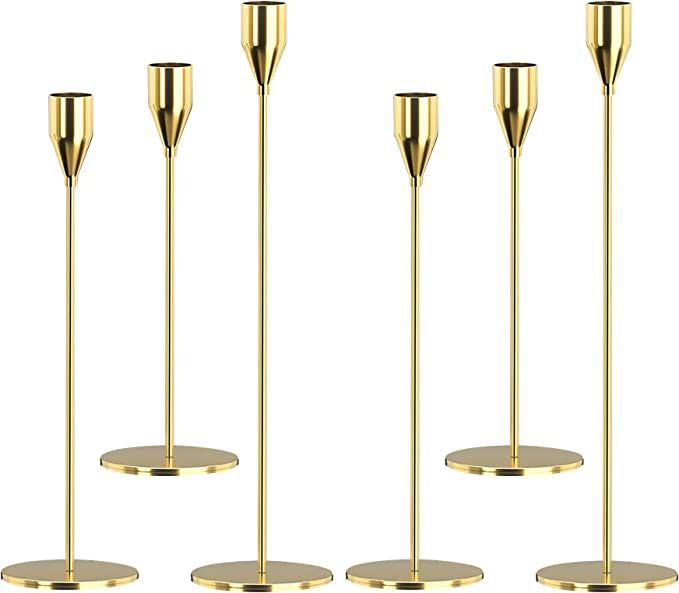 Amazon.com: THE BEST ORGANIZED Set of 6 Gold Candlestick Holders Gold Candle Holder Taper Candle ... | Amazon (US)
