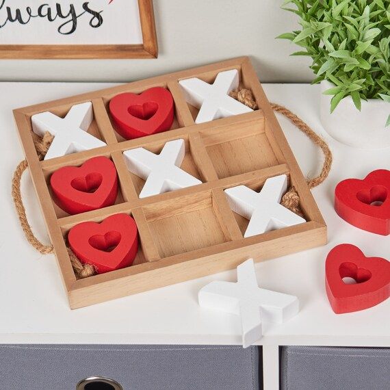New Wooden Rustic Tic-Tac-Toe Game  X's and hearts  | Etsy | Etsy (US)