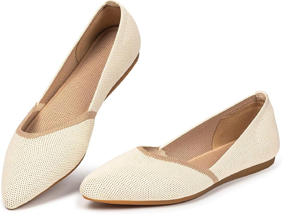 Frank Mully Womens Flat Shoes Classic Pointed Toe Flats Knitted Dress Shoes Soft Flats for Woman ... | Amazon (US)