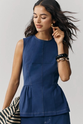 Maeve Crew-Neck Peplum Tank Top | Anthropologie (US)