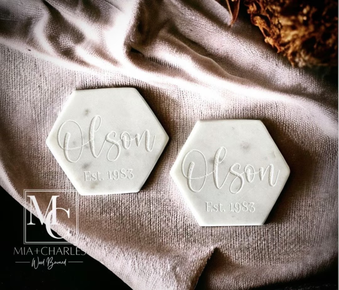 Personalized Marble Coasters, Custom Engraved Coasters, wedding Gift, Engagement Gift, Housewarmi... | Etsy (US)