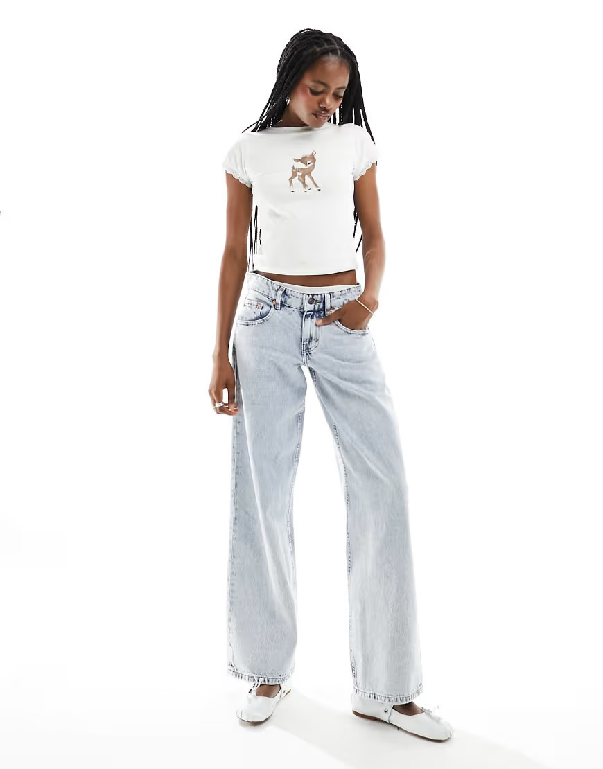 Motel parallel leg low rise jeans in 80s light blue wash | ASOS (Global)