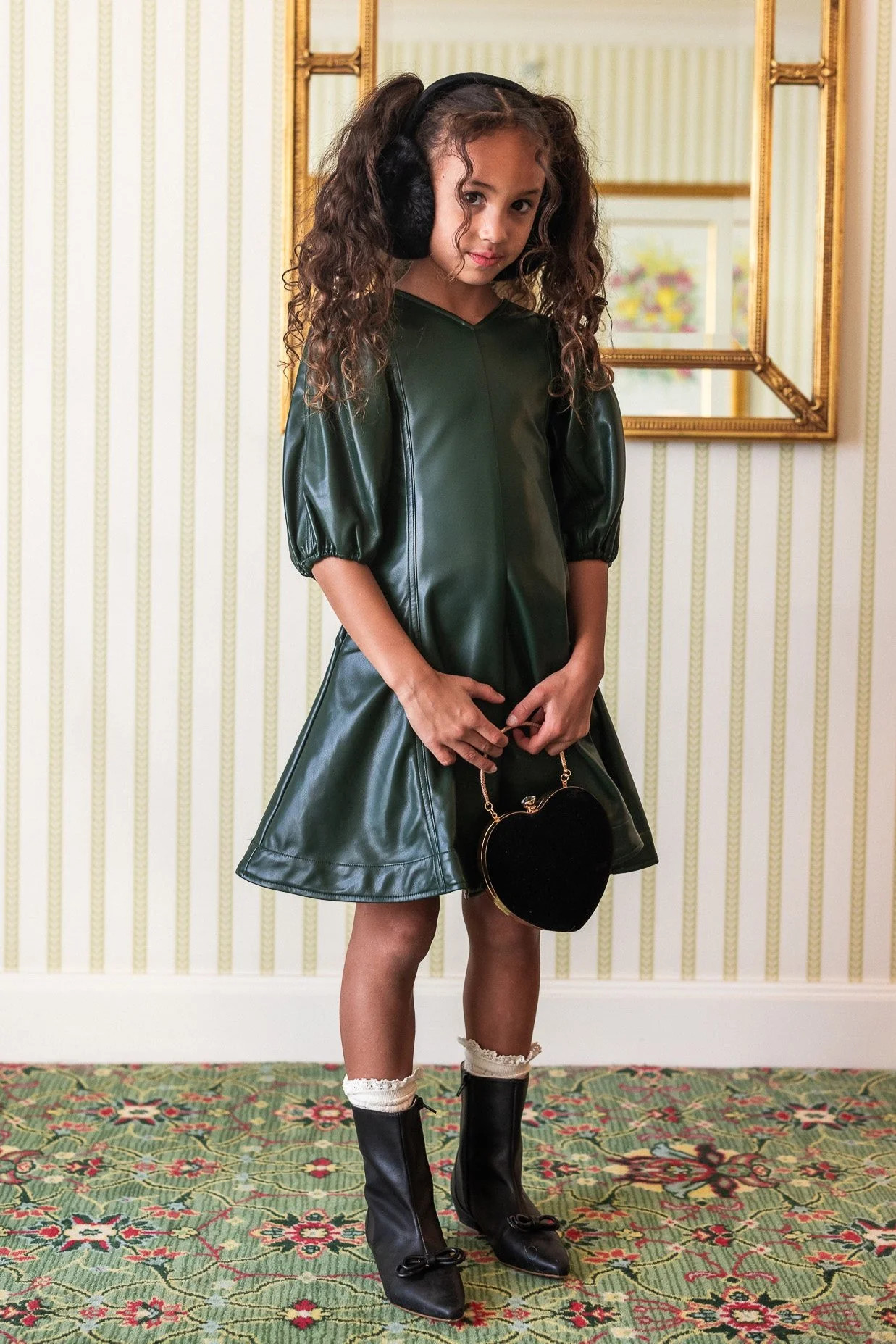 Mini Leah Dress in Green Vegan Leather - FINAL SALE | Ivy City Co