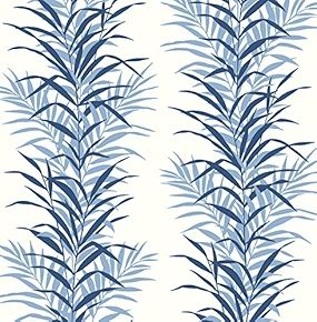 NextWall Leaf Stripe Botanical Peel and Stick Wallpaper (Carolina Blue) | Amazon (US)