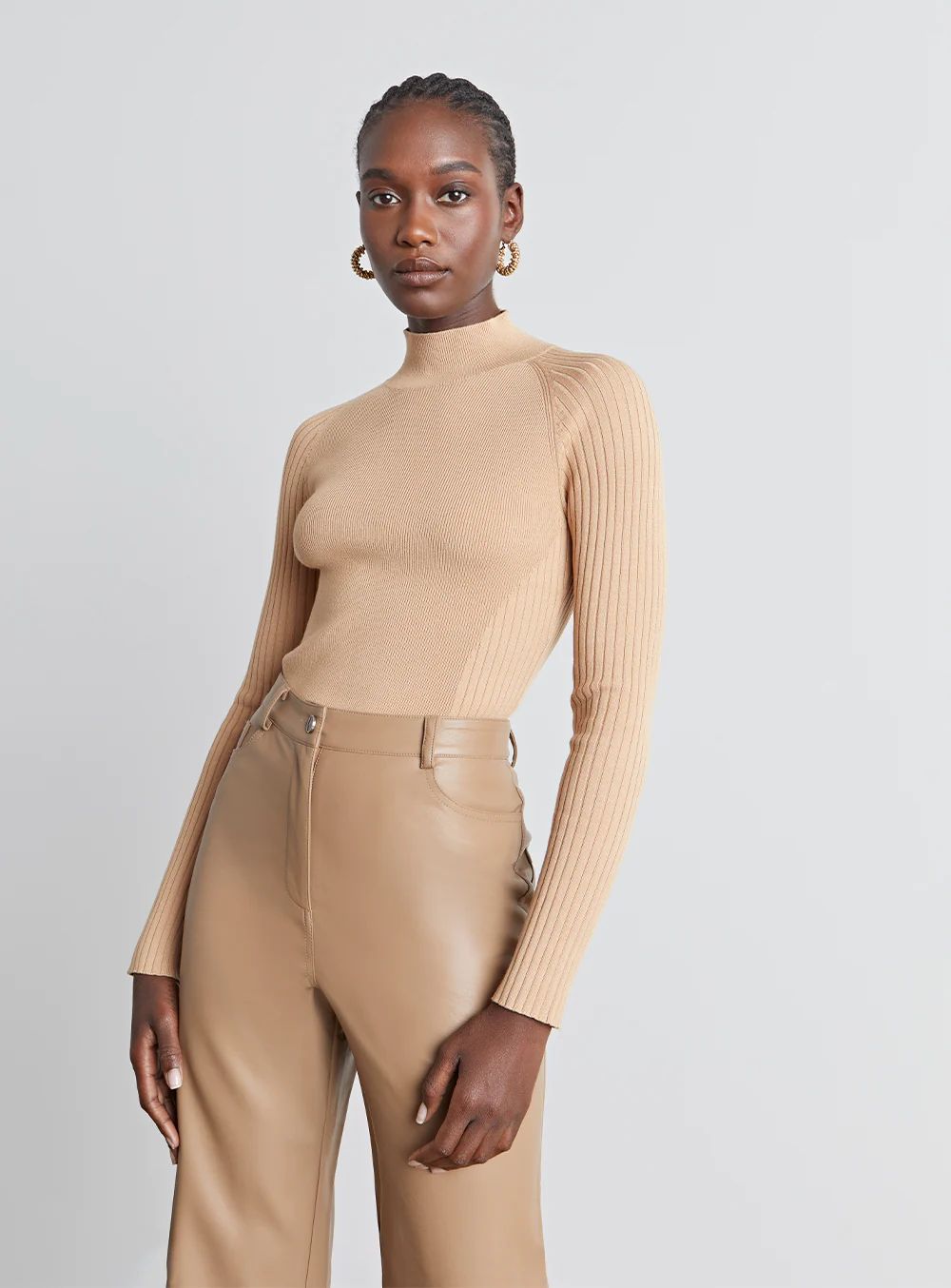 Kimmy Mix-Ribbed Mock-Neck Sweater | Who What Wear Collection