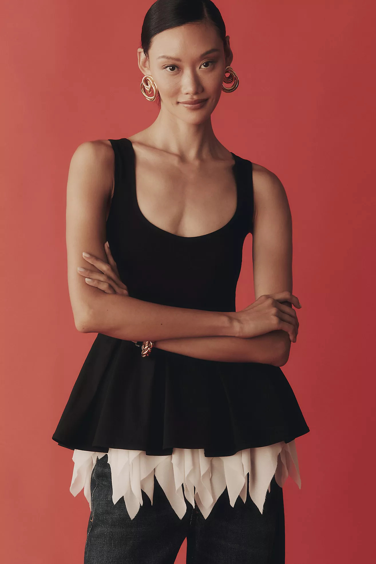 Mare Mare Sleeveless Peplum Frill-Hem Shell Top | Anthropologie (US)
