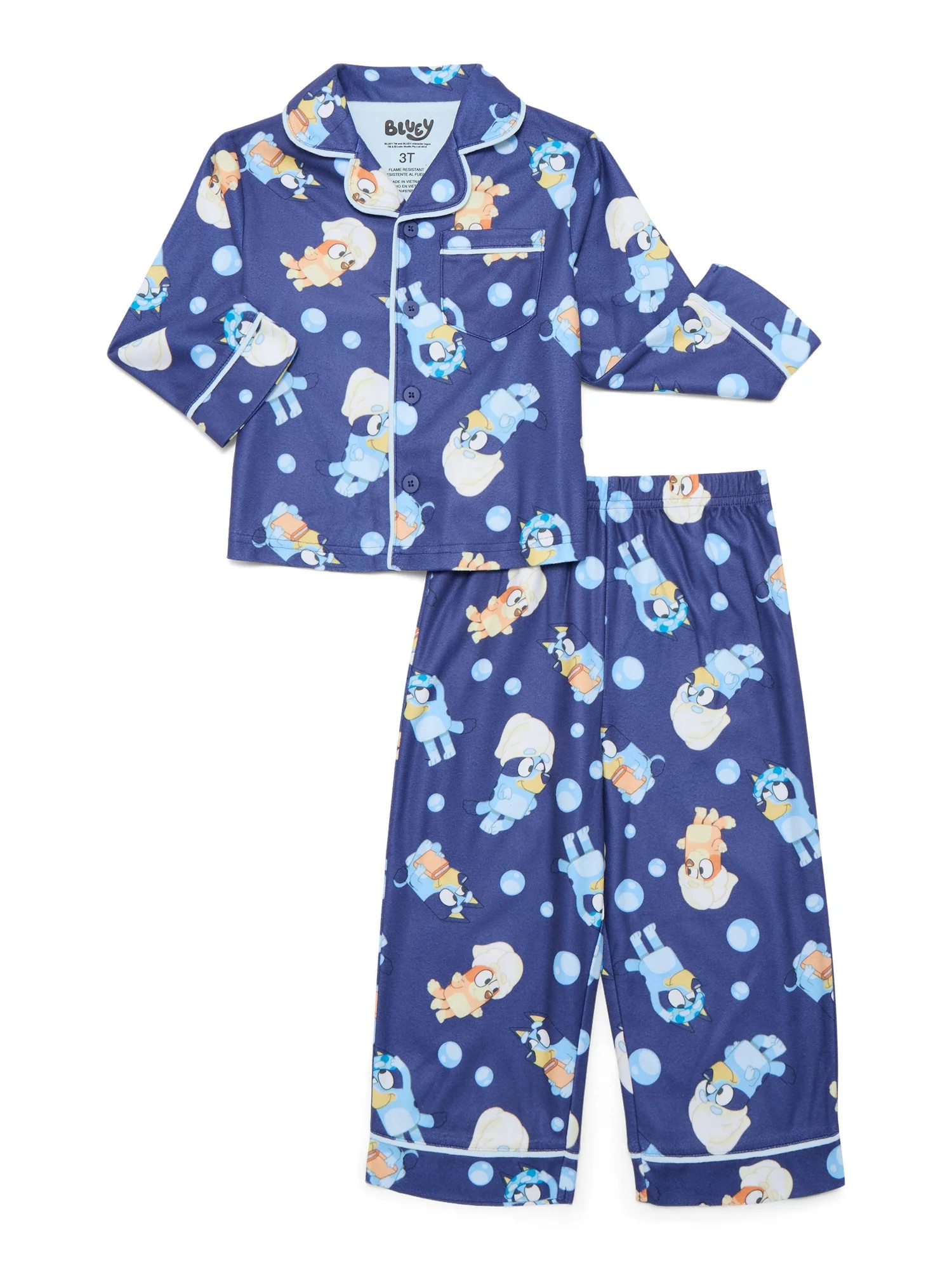 Bluey Toddler Boys or Girls Long Sleeve Top and Pants Pajama Coat Set, 2-Piece, Sizes 2T-5T | Walmart (US)