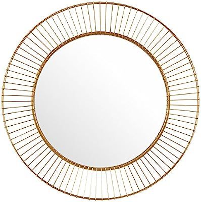 Amazon Brand – Rivet Modern Round Iron Circle Metal Hanging Wall Mirror, 27.75" Diameter, Gold ... | Amazon (US)