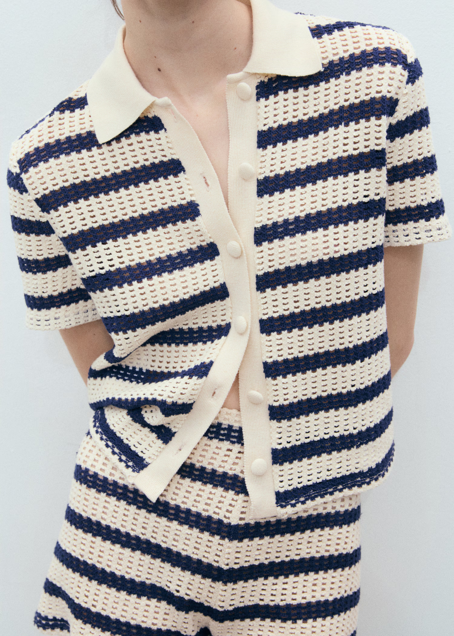 Short-sleeved striped cardigan - Women | MANGO USA | Mango (US/MX/AU)