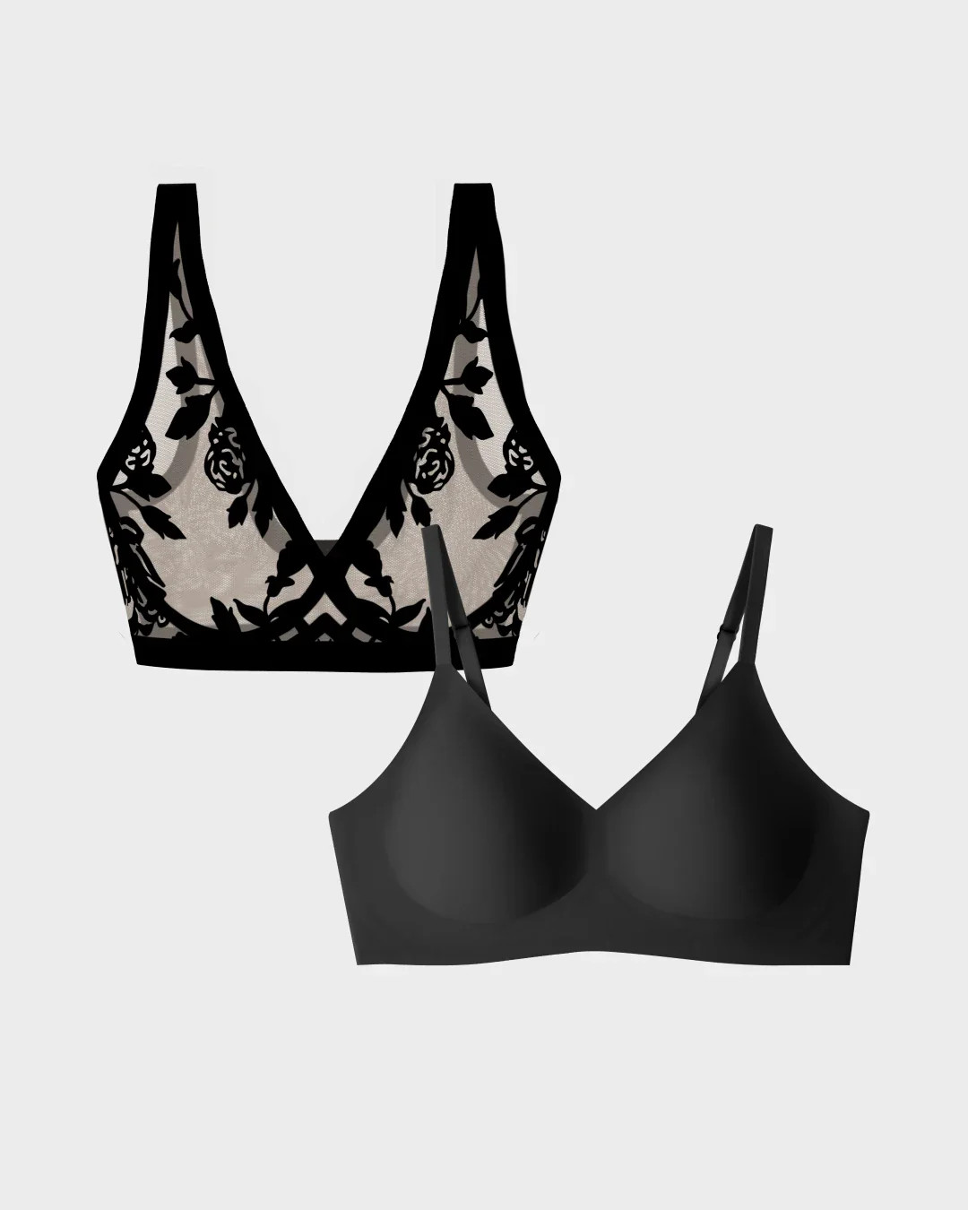 Madam Noir Sheer Bralette and Black Relief Bra Bundle | EBY (US)