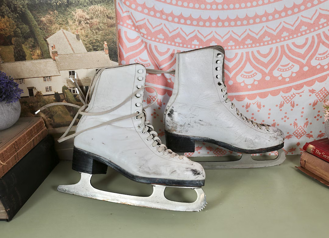 Vintage White Ice Skates | Etsy (US)