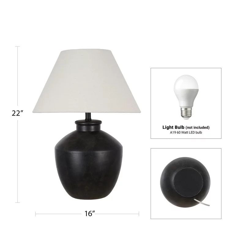 My Texas House 22" Urn Table Lamp, Distressed Texture, Black Finish | Walmart (US)
