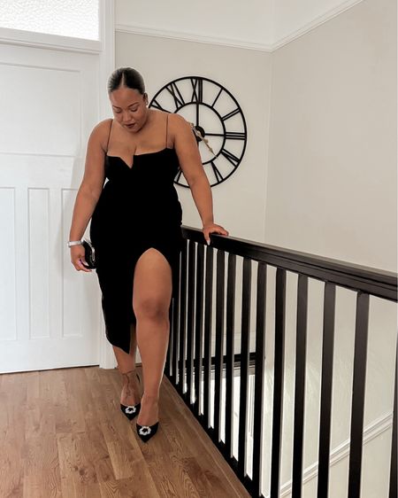 I think this may be my favourite LBD (little black dress) yet! So flattering and accentuates all my favourite assets! 

LBD / little black dress / midi dress / splits dress / date night outfit / evening outfit / embellished shoes / plus size outfit / plus size 

#LTKeurope #LTKwedding #LTKcurves