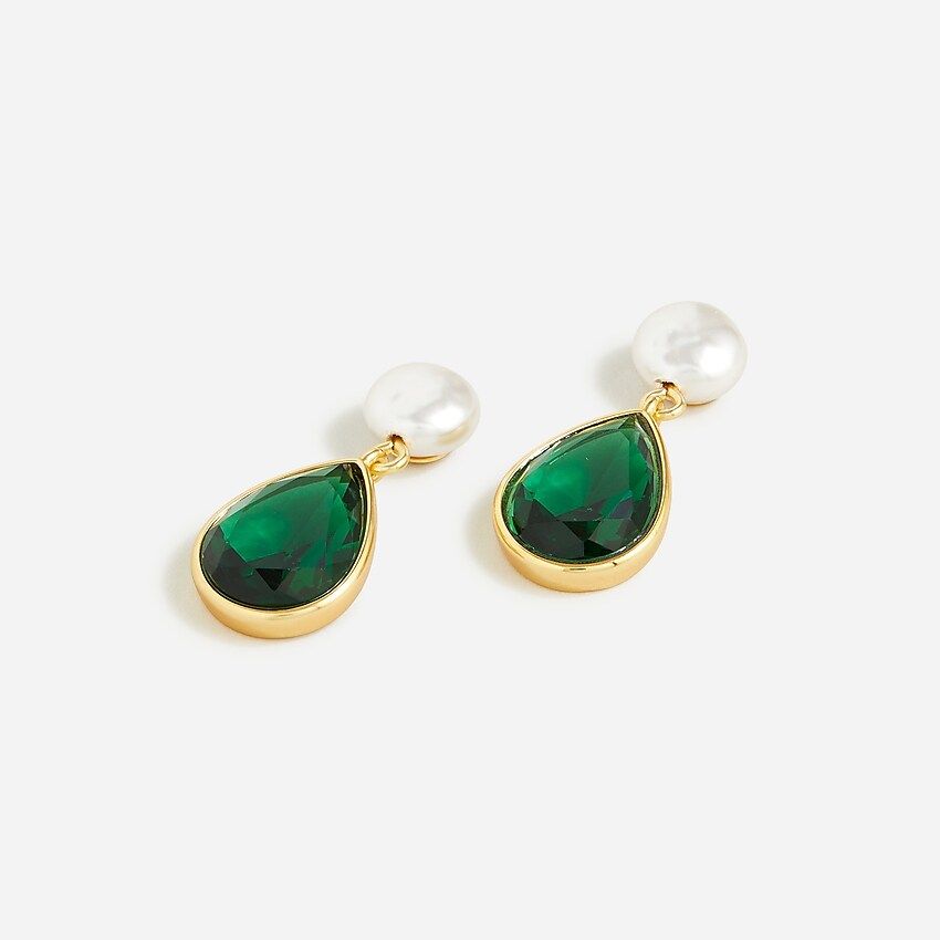 Freshwater pearl and crystal teardrop earrings | J.Crew US