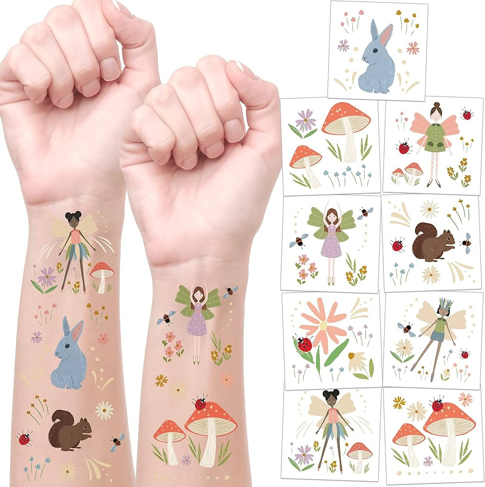 Cheerland 108 pcs Woodland Fairy Animal Temporary Tattoo Stickers for Girls Woodland Party Decora... | Amazon (US)