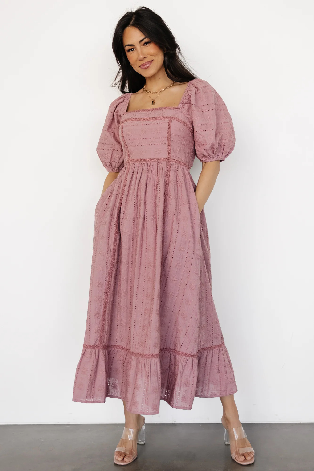 Delaney Eyelet Dress | Dusty Mauve | Baltic Born