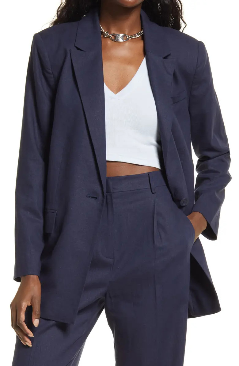 Open Edit Oversize Linen Blend Blazer | Nordstrom | Nordstrom