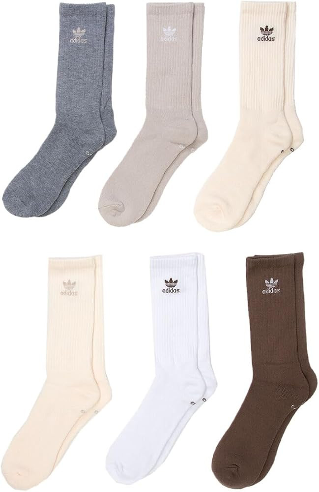 ADIDAS Originals Trefoil 6 Pack Mens Crew Socks, Brown Combo, Medium | Amazon (US)