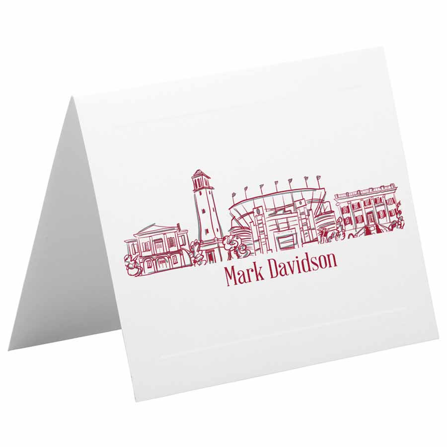 Personalized Foldover Notecard Stationery Set {University of Alabama Campus Skyline Landmarks-Tuscal | Two Funny Girls