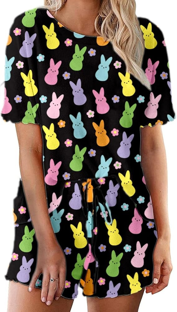 Roshop 4th of July Women's Ruffle Short Sleeve Tops and Shorts American Flag Star Stripes Patriot... | Amazon (US)