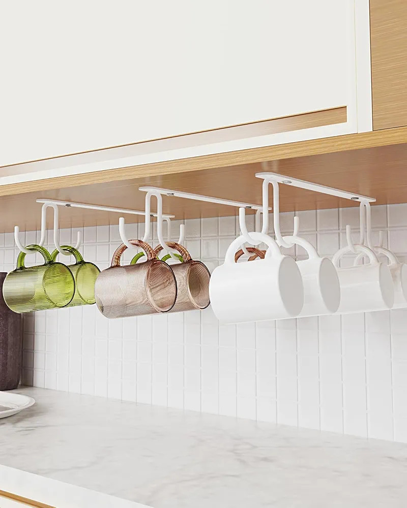 Luckinow Mug Hooks Under Cabinet 3 Pack, Coffee Cup Hooks for Hanging Under Shelf, Mug Organizer ... | Amazon (US)