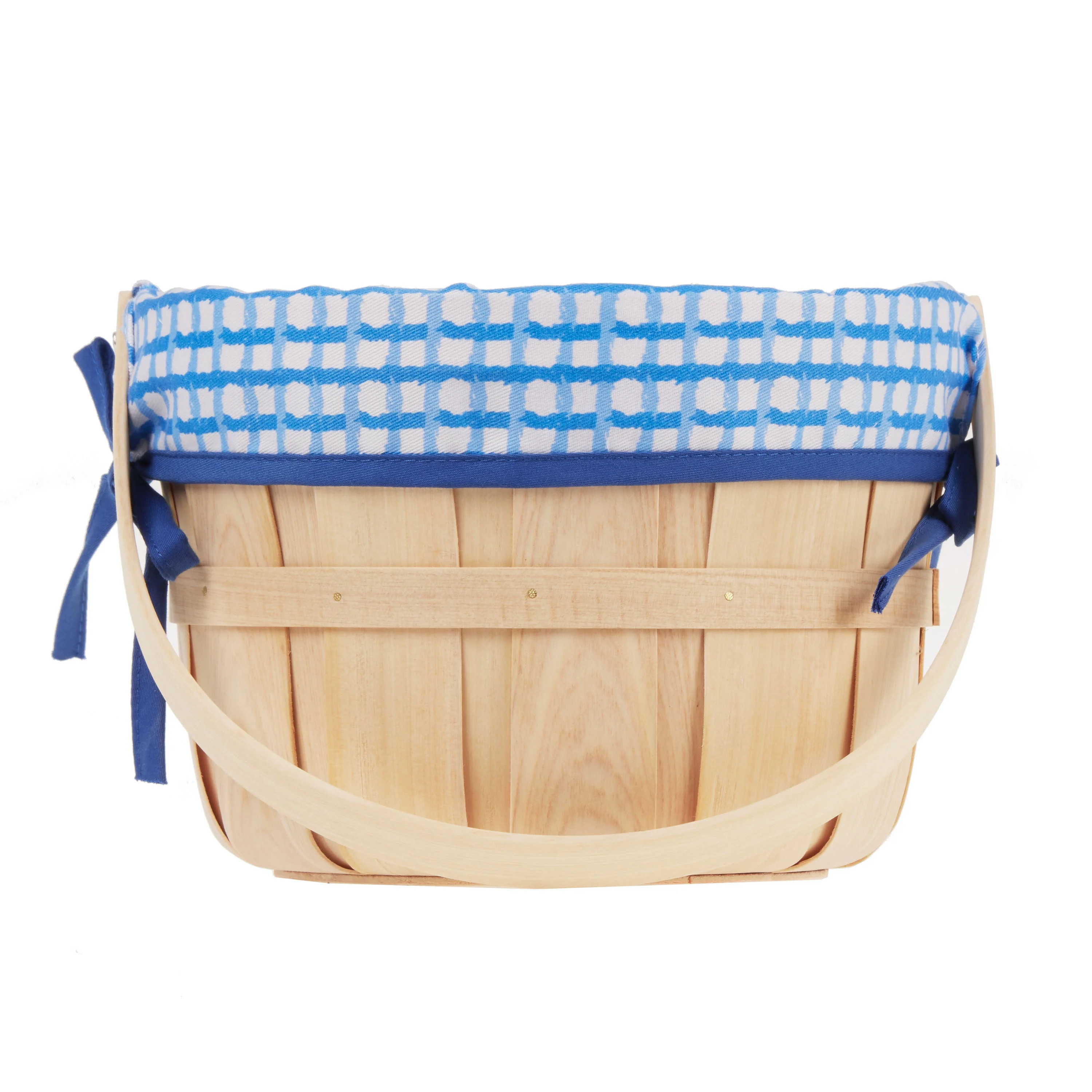 Way To Celebrate Easter Natural Plaid Fabric Basket, Blue - Walmart.com | Walmart (US)