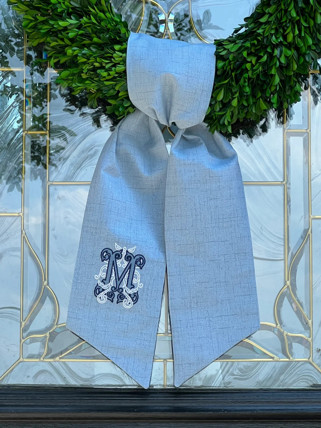 Wreath Sash with Monogram, Wreath Bow, Monogram Front Door, Housewarming Gift, Wedding Decor, Bri... | Etsy (US)