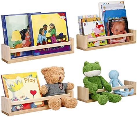 HAPOO Nursery Book Shelves Wood Floating Bookshelves for Kids Room Wall Mount Kids Baby Bookshelv... | Amazon (US)