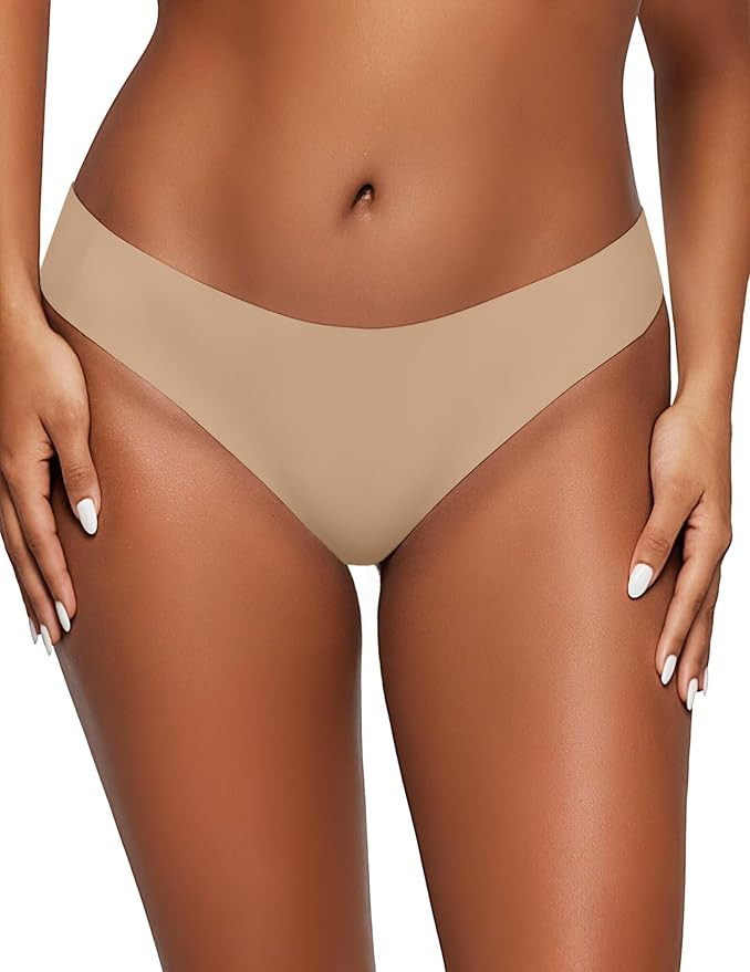 Vertvie Seamless Thong for Women No Show Thongs Panty Liners Invisible Workout Panties Sexy Breat... | Amazon (US)