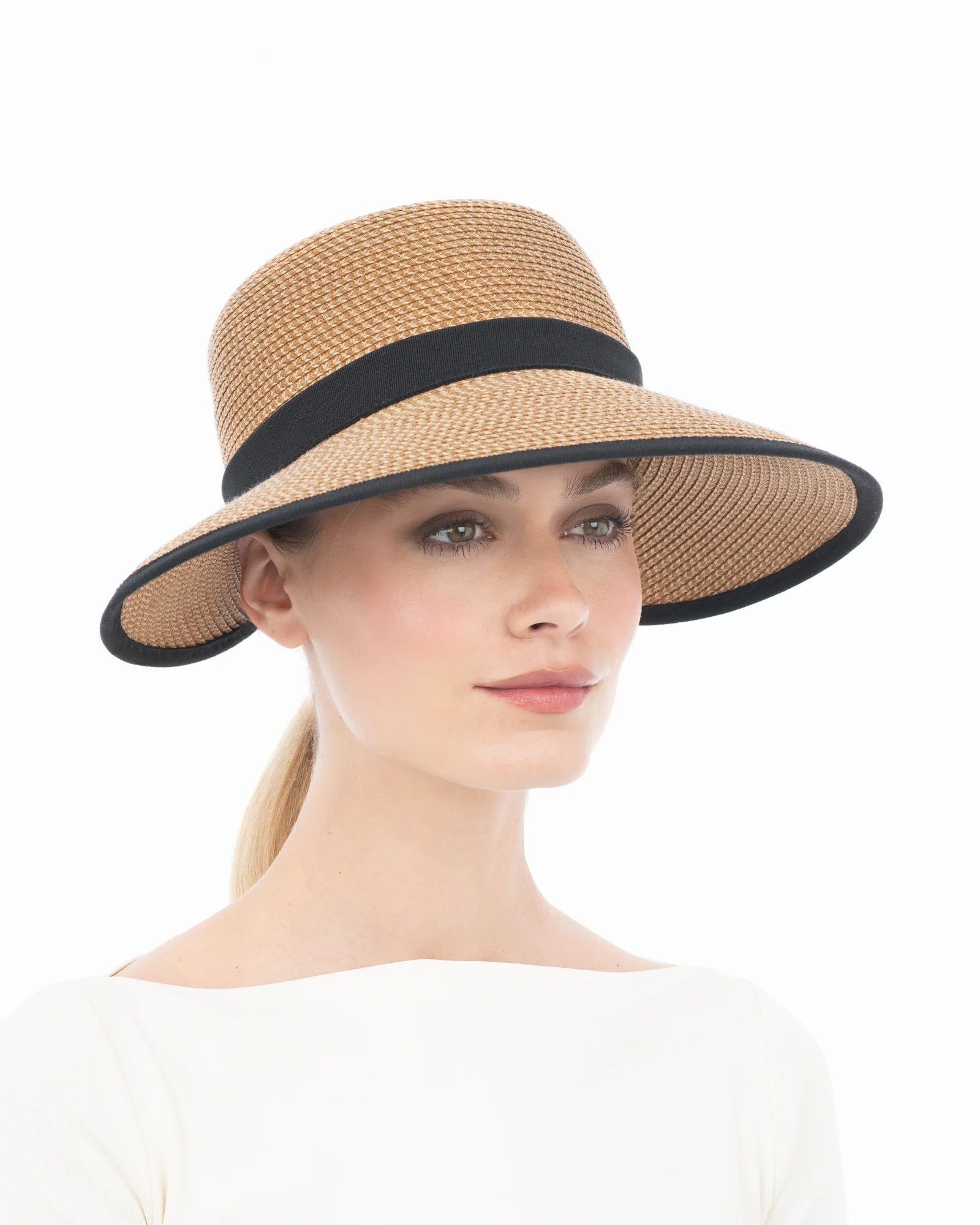 Sunbust Visor I Straw Hat UPF 50+ | Natural Black | Eric Javits | Eric Javits