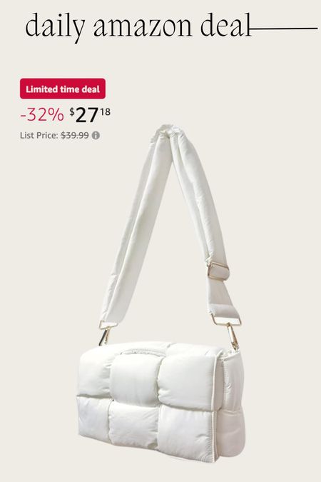 Daily Amazon deal: puffer shoulder bag 


#LTKfindsunder50 #LTKsalealert #LTKitbag