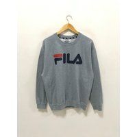 Vintage 90S Fila Sweatshirt Big Logo Classic Crewneck Jumper Pullover Grey Colour | Etsy (US)