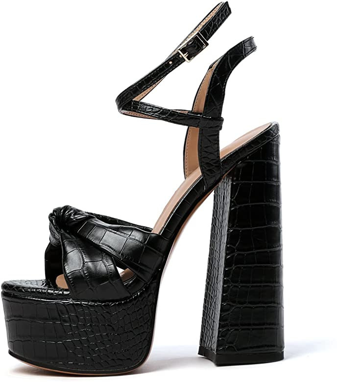 YODEKS Women's High Heels Sandals| Chunky Heel Platform Pumps| Peep Toe Ankle Strap Fashion Anima... | Amazon (US)