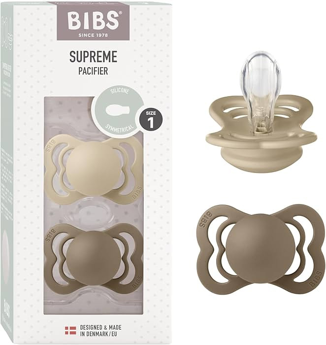 BIBS Pacifiers - Supreme Collection | BPA-Free Baby Pacifier | Made in Denmark | Set of 2 Vanilla... | Amazon (US)