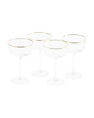 Set Of 4 Clear Optic Coupe Gold Tone Rim Glasses | TJ Maxx
