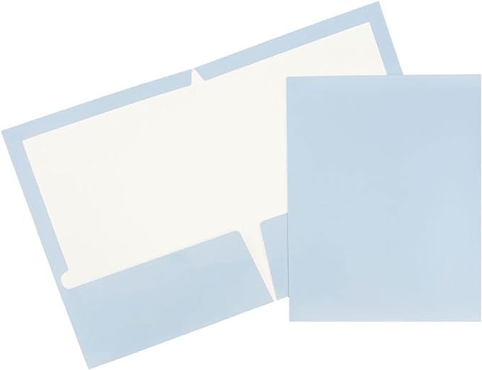 JAM PAPER Laminated Two Pocket Glossy School Folders - Letter Size - High Gloss Baby Blue - 6/Pac... | Amazon (US)