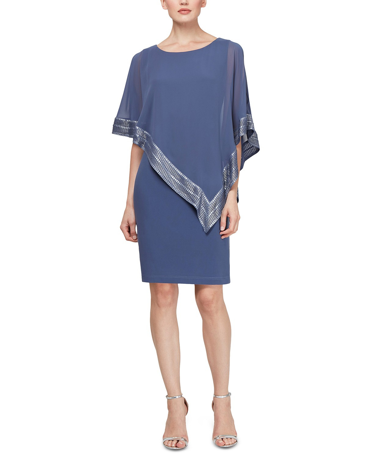 SL Fashions Metallic-Trim Capelet Sheath Dress & Reviews - Dresses - Women - Macy's | Macys (US)