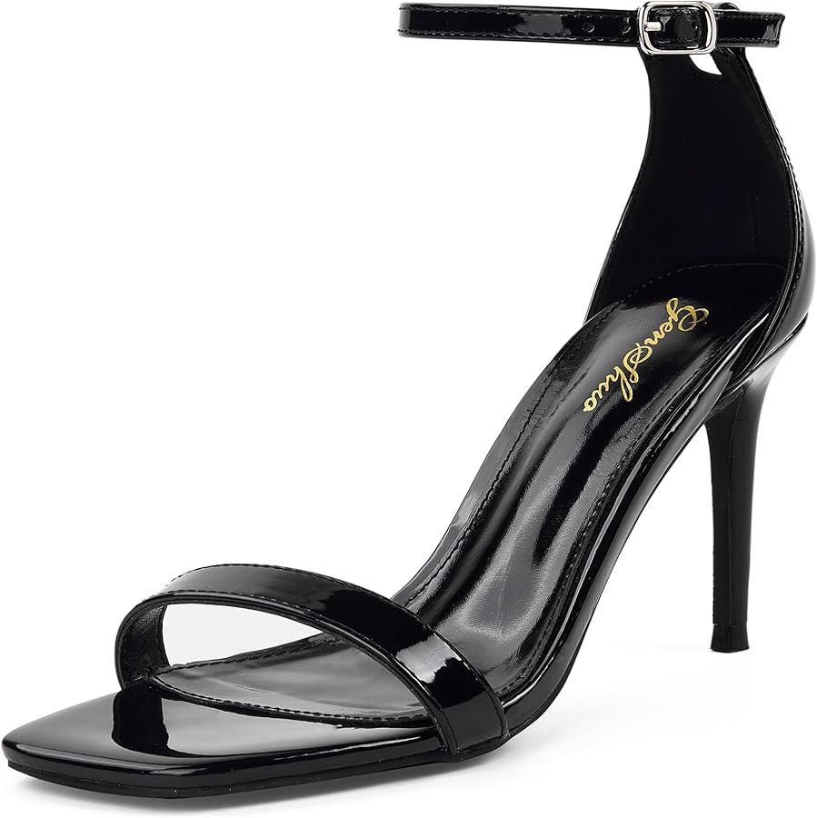GENSHUO Women's Heeled Sandals Dressy Strappy Stiletto High Heels 3 Inch Square Open Toe Ankle St... | Amazon (US)