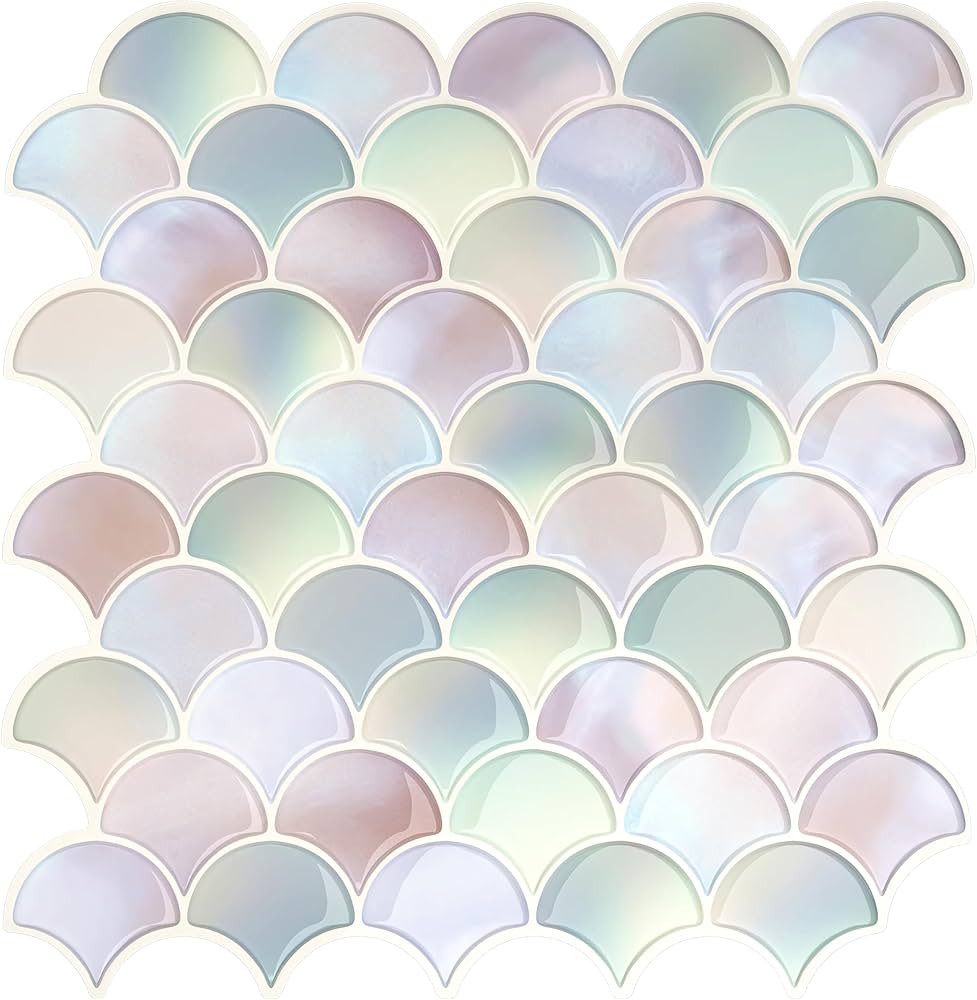 VEELIKE Fish Scale Backsplash Tile Peel and Stick Pink Mermaid Tile Stickers for Kitchen Bathroom... | Amazon (US)