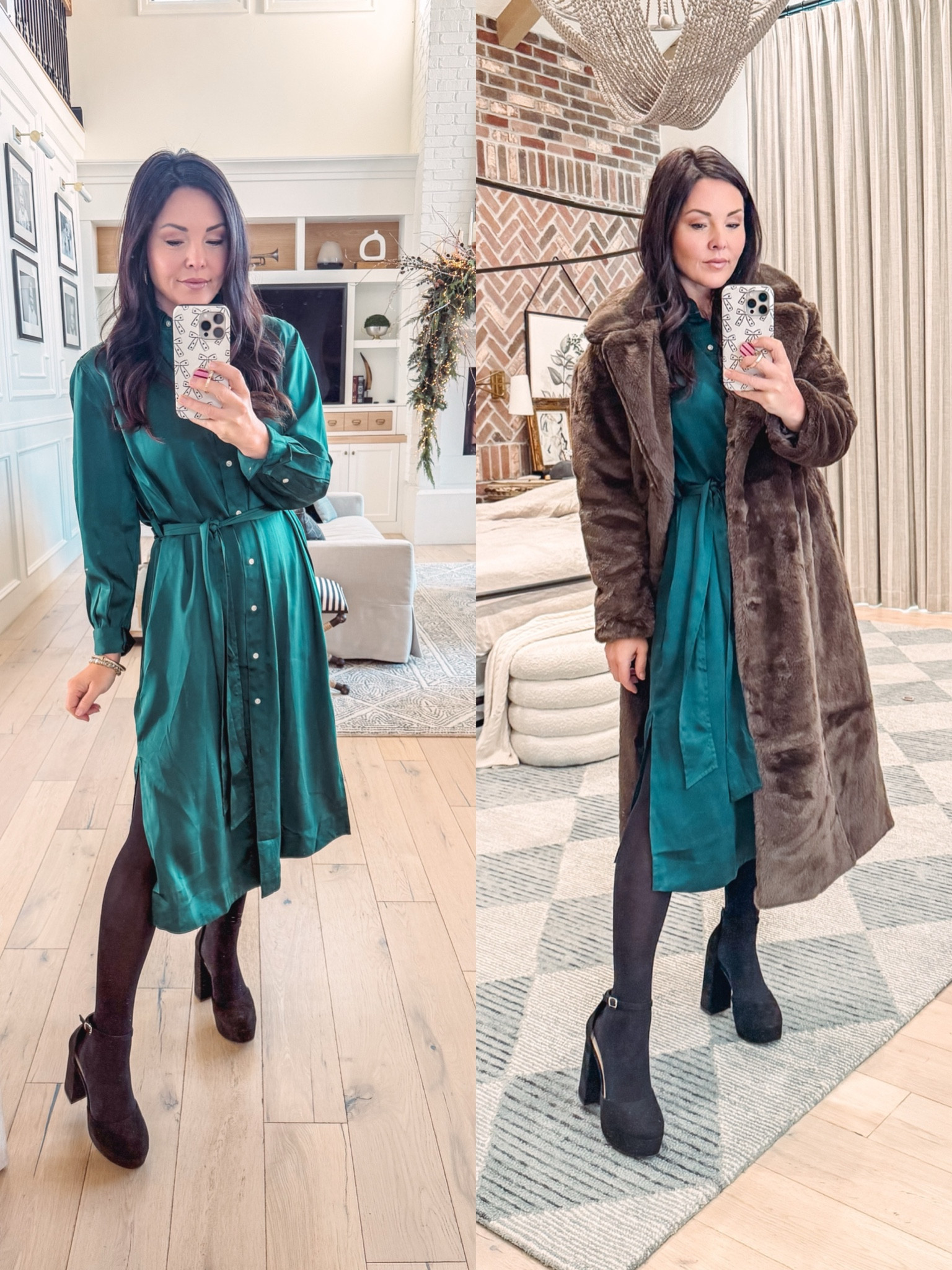 Silky blouse dress - wear buttoned up or as a duster unbuttoned and tie in back. 
Long faux fur coat is soooo good! Comes in 2 colors
Also linked some of my other favorite fashion finds from @walmartfashion that would make great holiday gifts. 
#walmartpartner 
#walmartfashion
#walmartgifts


#LTKFindsUnder50 #LTKParties #LTKGiftGuide