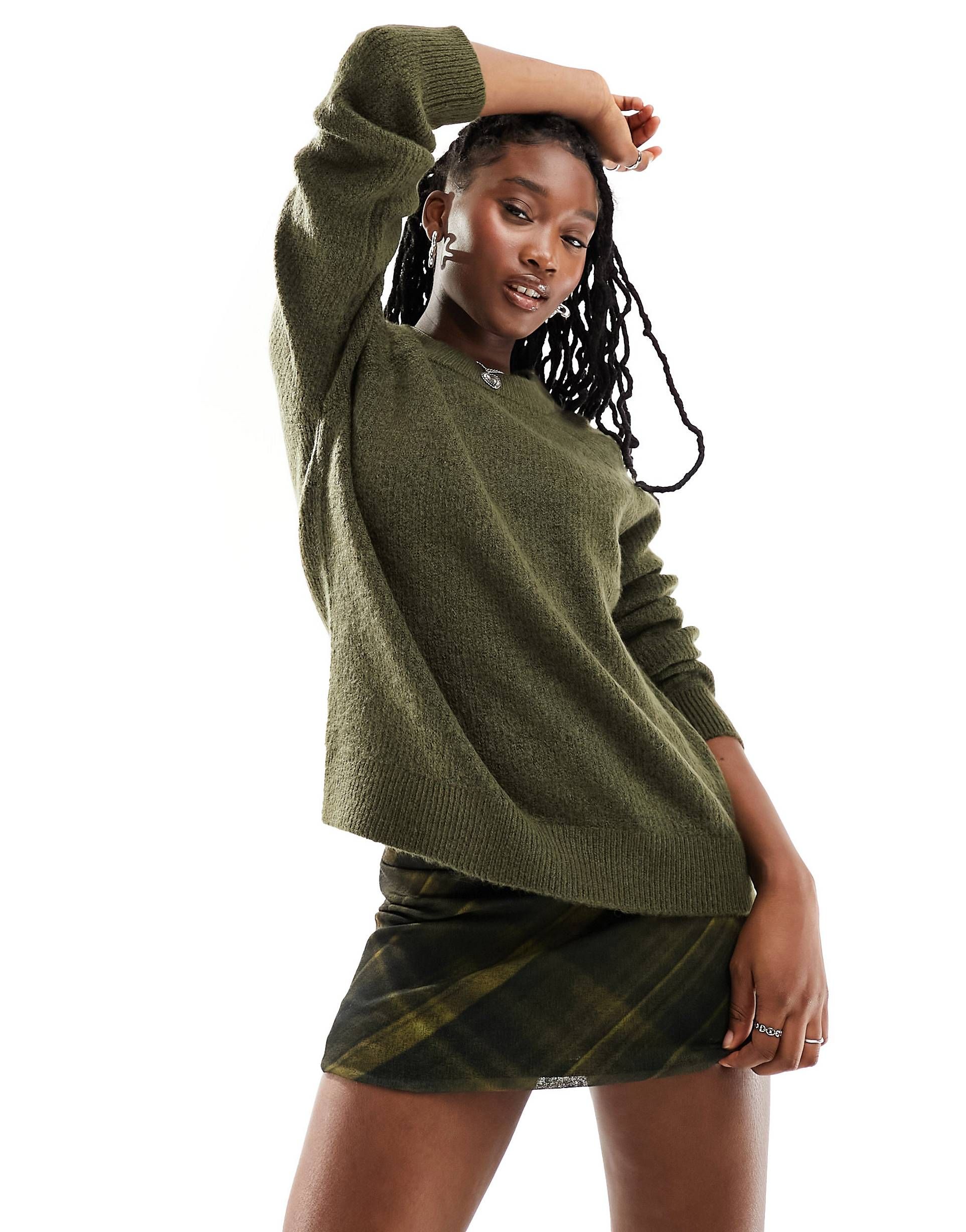 Selected Femme soft knit long sleeve jumper in khaki | ASOS (Global)