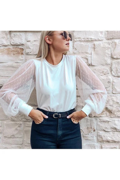 Kayla Sheer Sleeve Top | Indigo Closet 