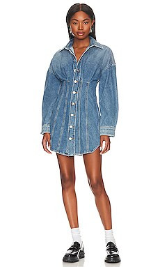 GRLFRND Grace Corset Shirt Dress in Sutro Heights from Revolve.com | Revolve Clothing (Global)