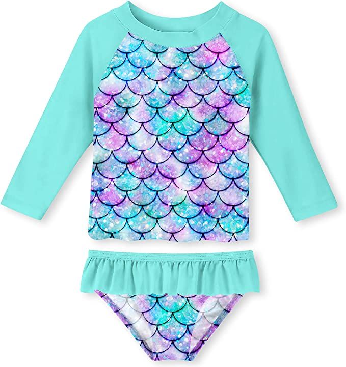 Lovekider Little Girls Swimsuits Two Pieces Swimwears Rash Guard Set Long Sleeve UPF50+ Bathing S... | Amazon (US)