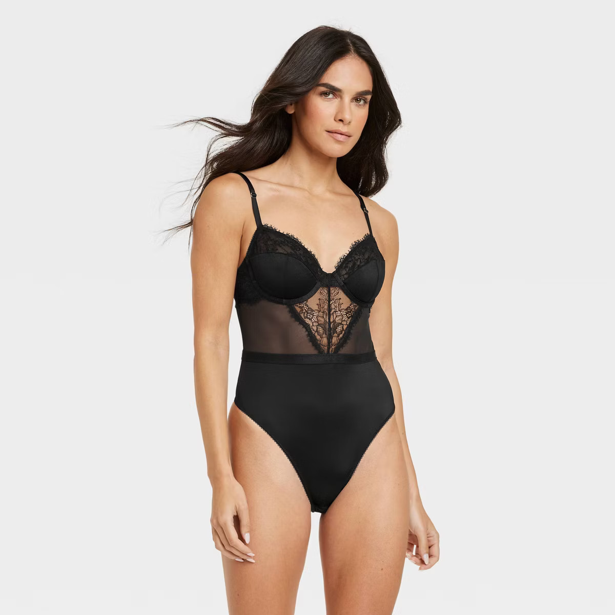 Women's Underwire Lace Lingerie Bodysuit - Auden™ Black | Target