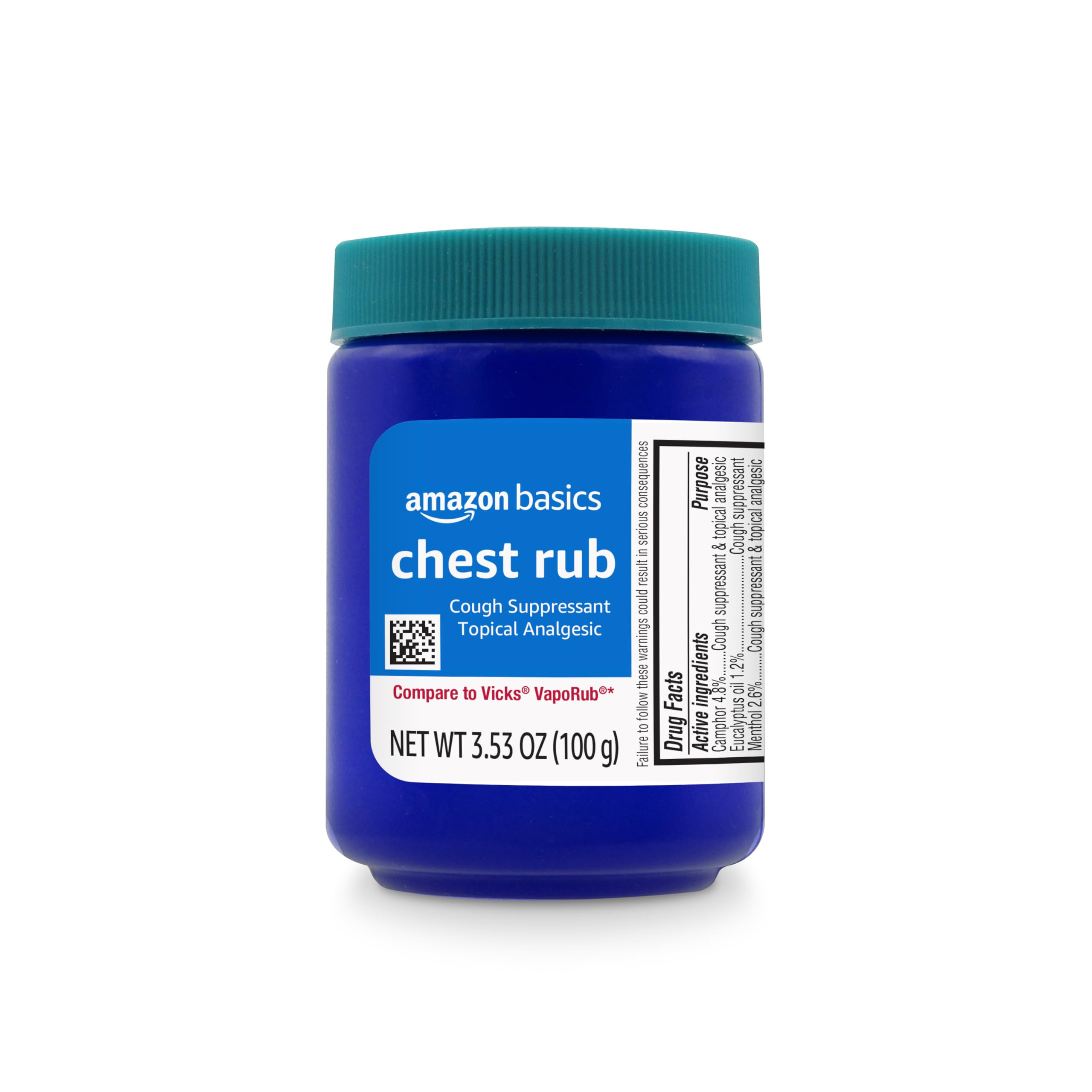 Amazon Basics Chest Rub Cough Suppressant and Topical Analgesic Ointment, 3.53 Ounce | Amazon (US)