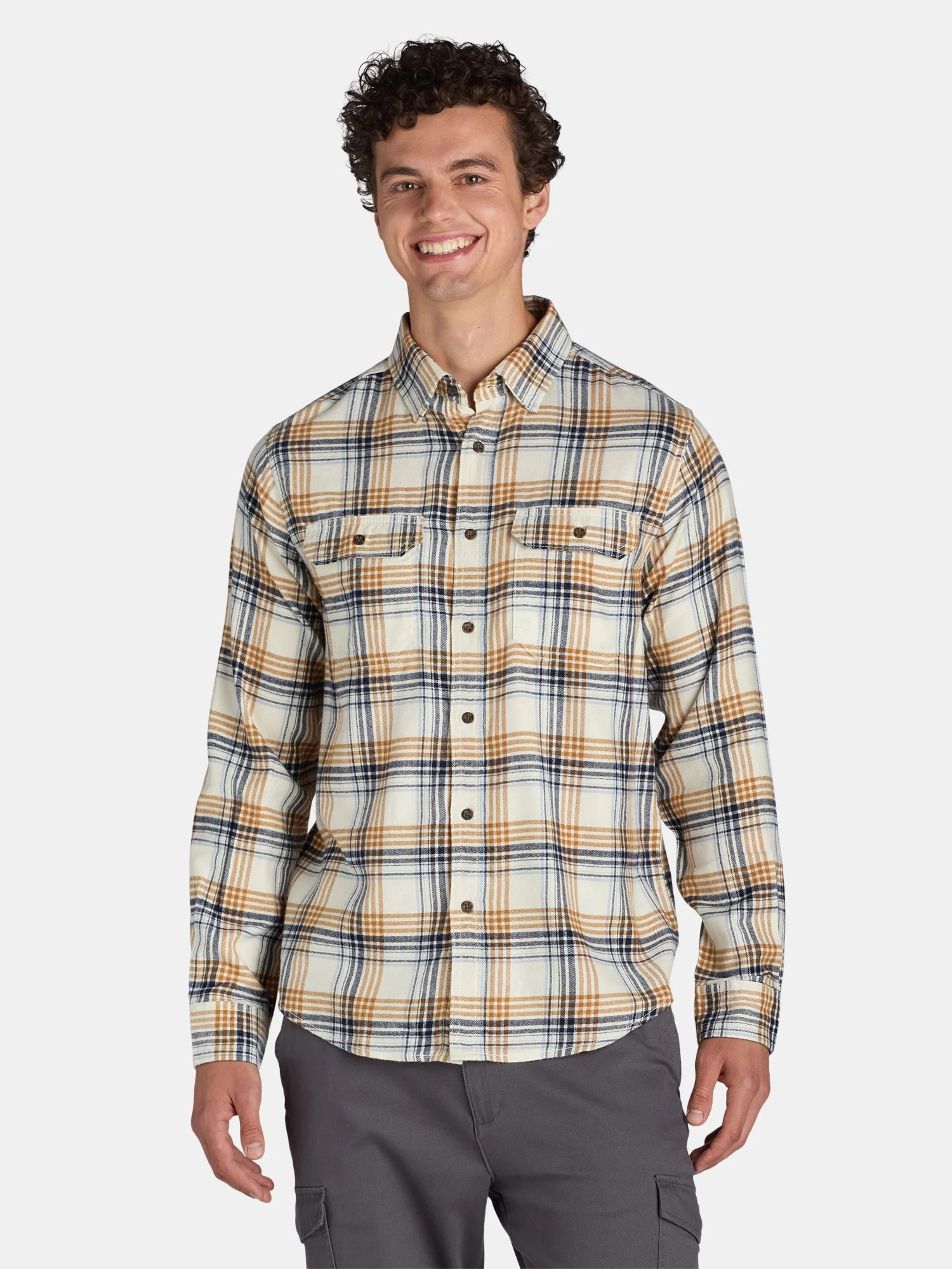 George Men's and Big Men's Flannel Shirt with Long Sleeves, Sizes XS-3XLT | Walmart (US)